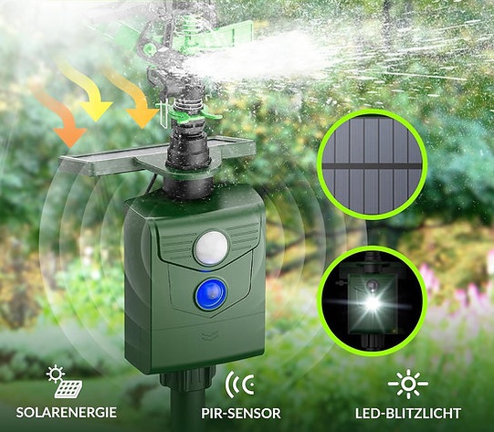 Skuteczny odstraszacz zwierząt wodny na ptaki, psy, koty i dzikie zwierzęta